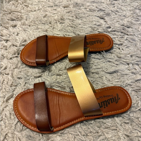 2/$15 Austin Trading Co. - Brown and Gold Sandals - Picture 4 of 8